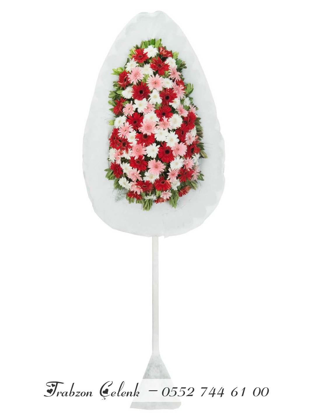 Tek Katlı Karışık Gerbera Çelenk