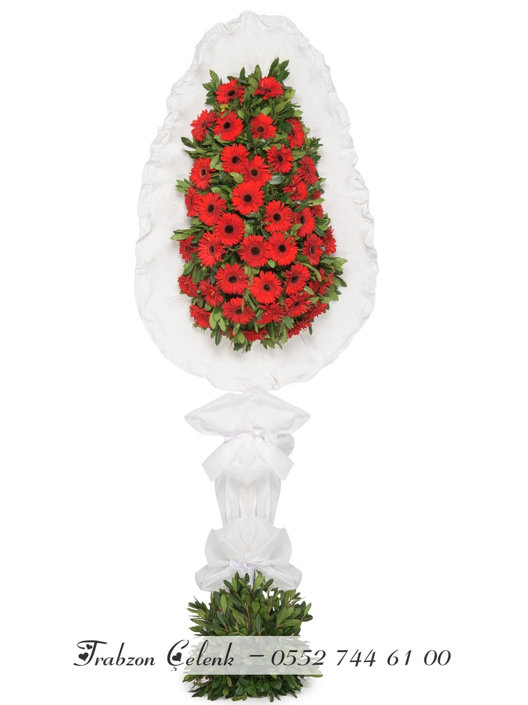 Tek Katlı Kırmızı Gerbera Çelenk